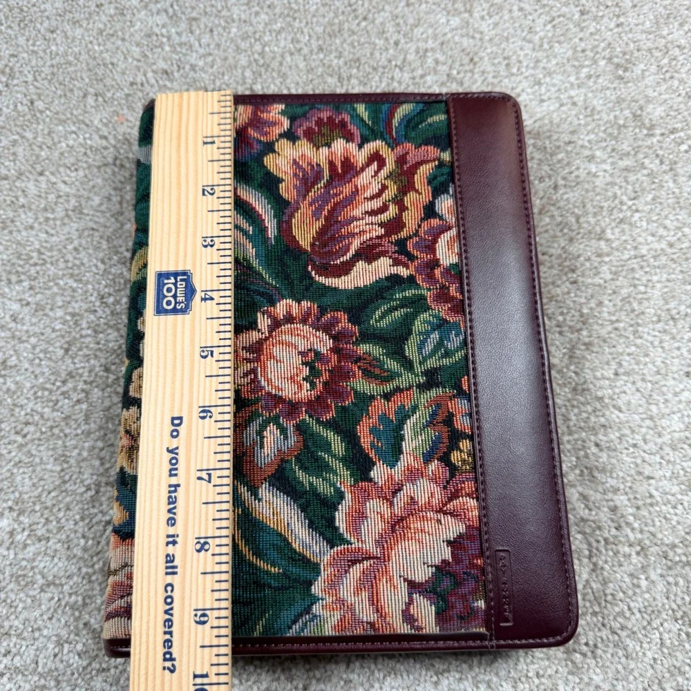 Day Runner Concorde Vintage Floral Tapestry Burgundy Zip Organizer Planner